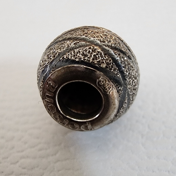 Persona Textured Silver Bead Charm Criss Cross - Picture 3 of 6